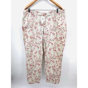 NWT Y2K Khakis by GAP Womens SZ 16R Pink Cream Stretch Floral Capris HH53